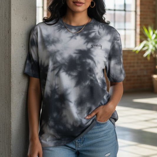 Seedyfii Women's Tie Dye Oversized T-Shirt Black