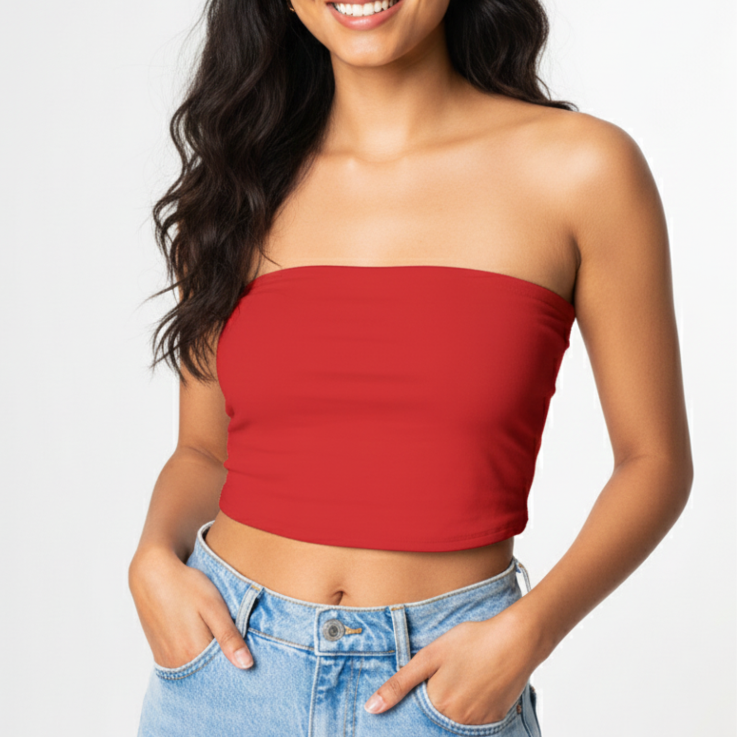 Christmas Collection Tube Top Plain Red