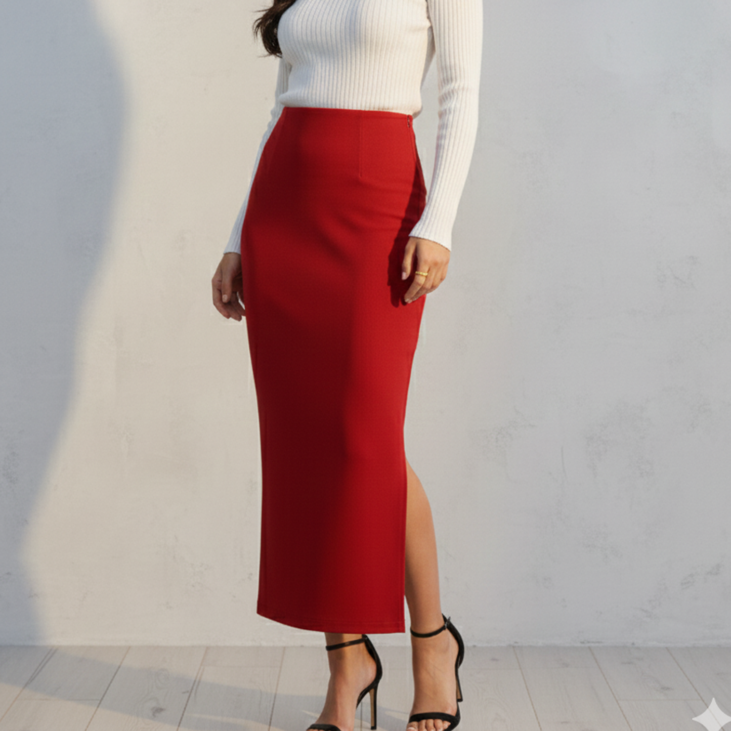Christmas Collection Pencil Skirt Plain Red