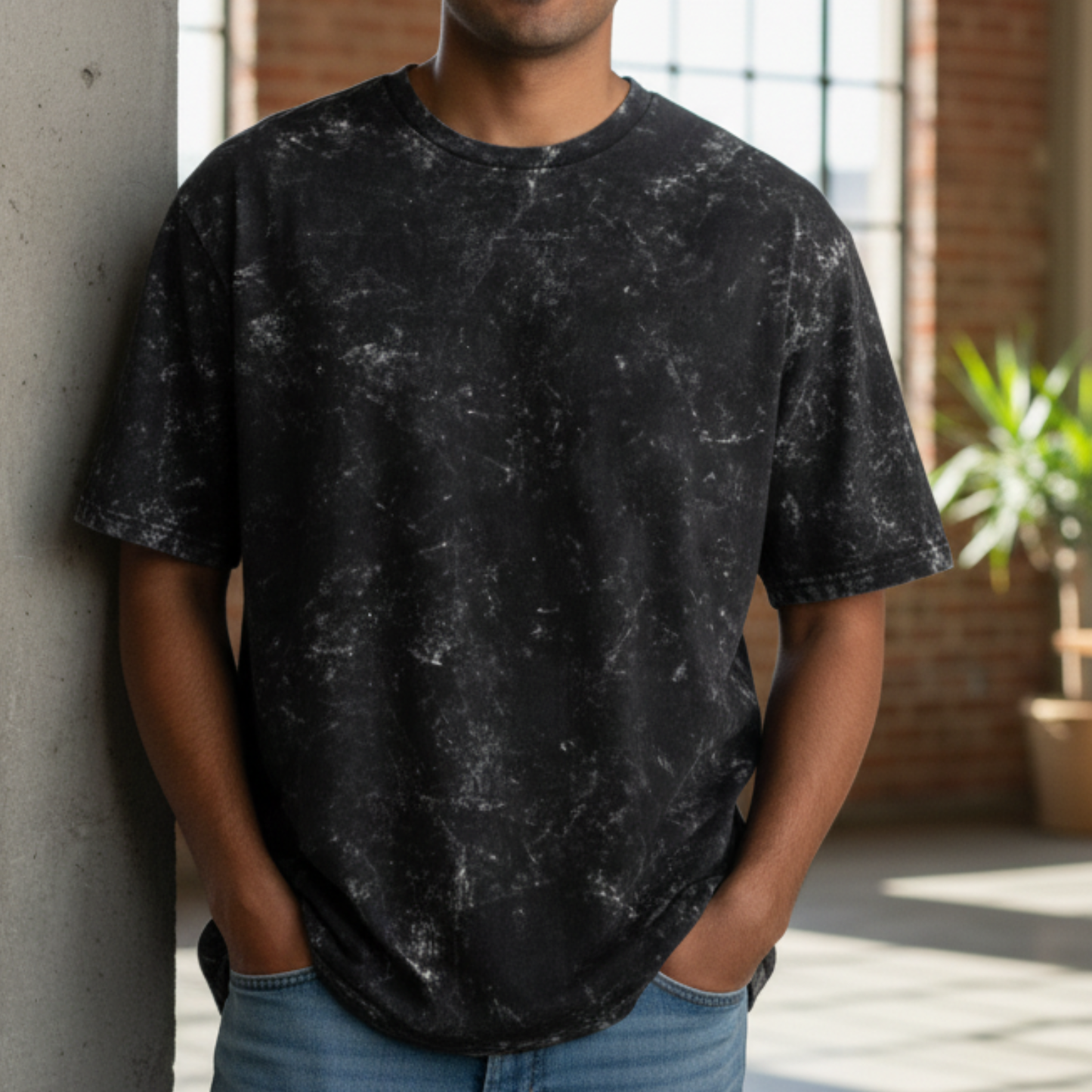 Seedyfii Men's Acid Washed Oversized Tee Black