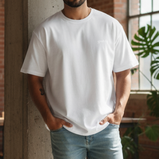 Seedyfii Men's Terry Oversized Tee White