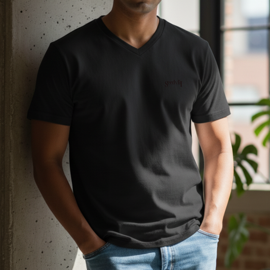 Seedyfii Men's V Neck T-Shirt Black