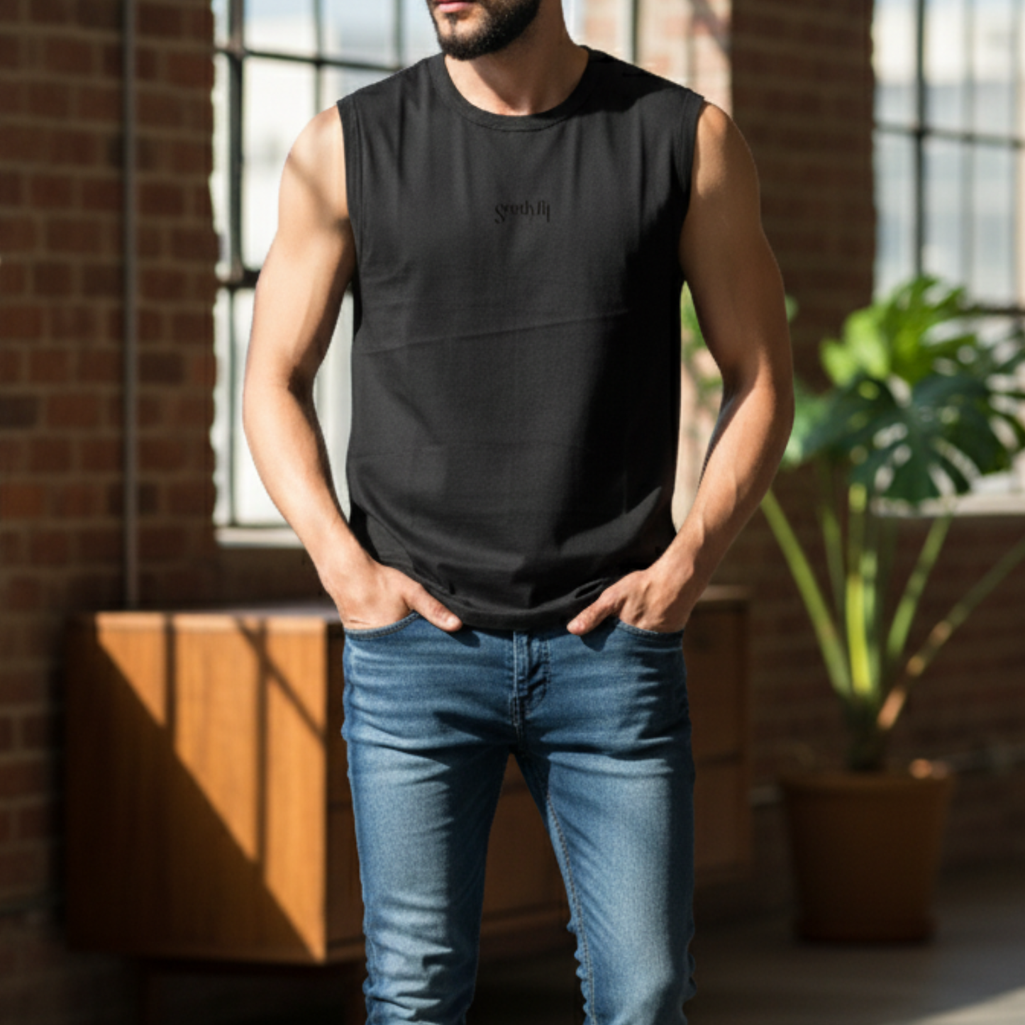 Seedyfii Men's Sleeveless T-Shirt Black
