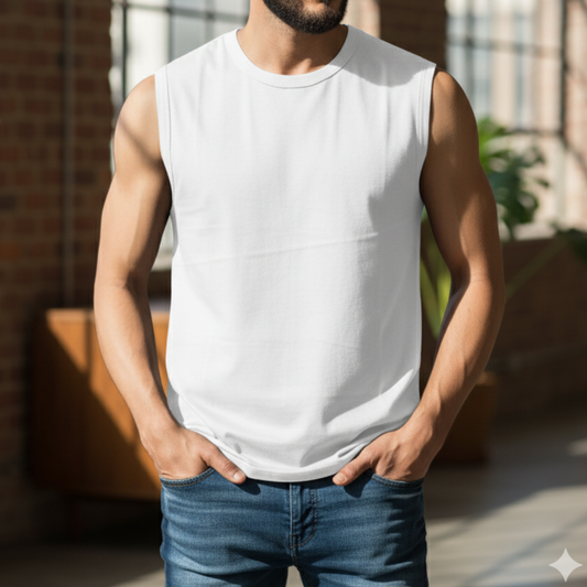 Seedyfii Men's Sleeveless T-Shirt White