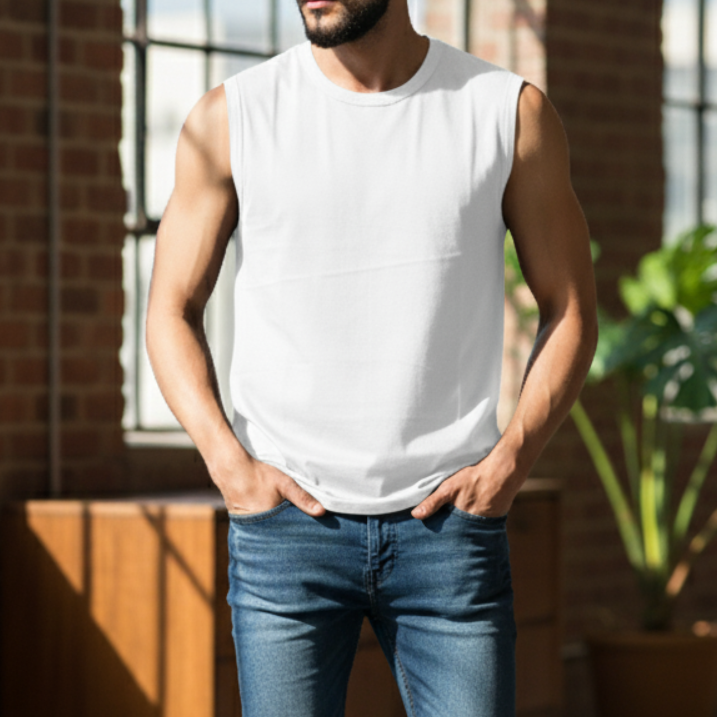 Seedyfii Men's Sleeveless T-Shirt White