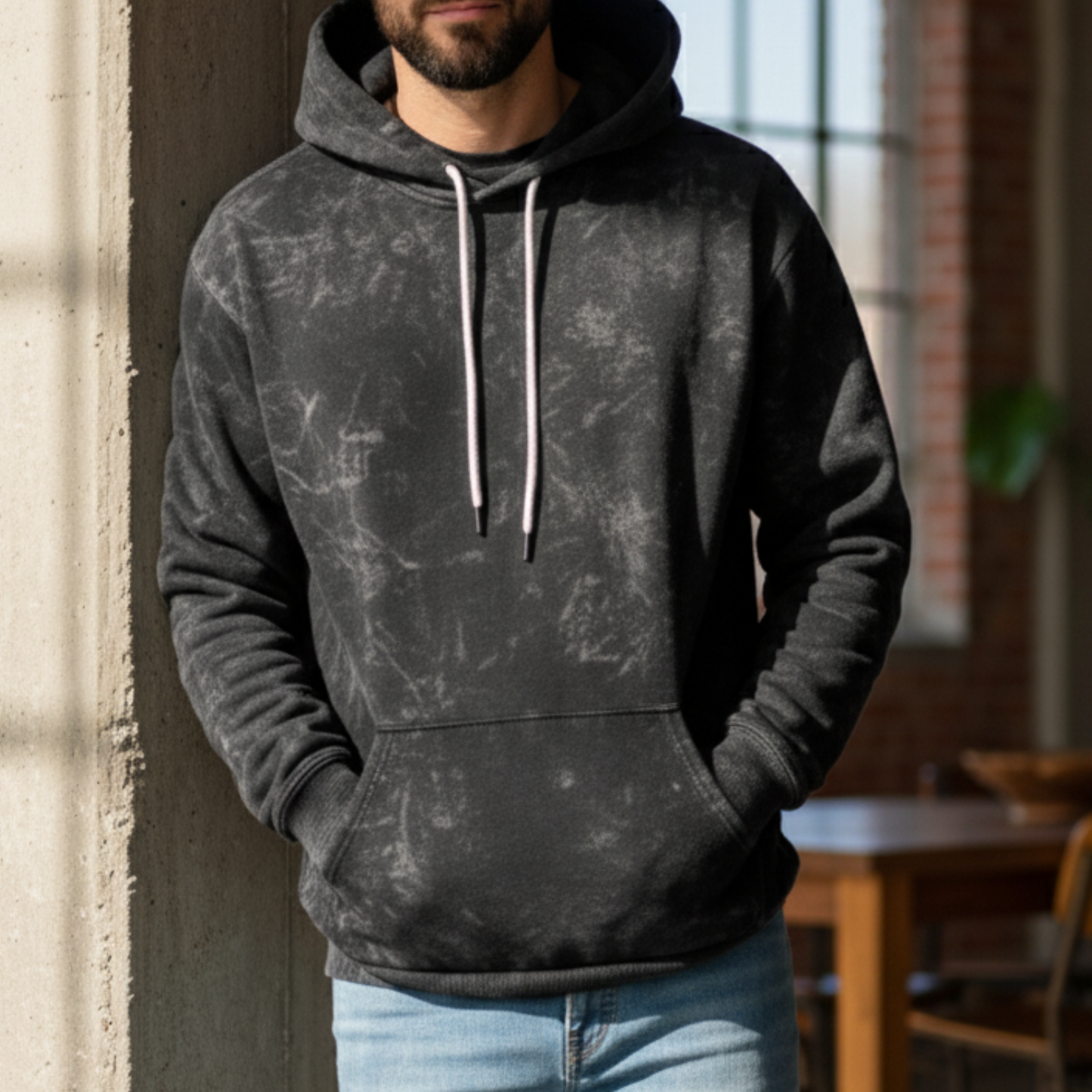 Seedyfii Men's Acid Washed Hoodie Black