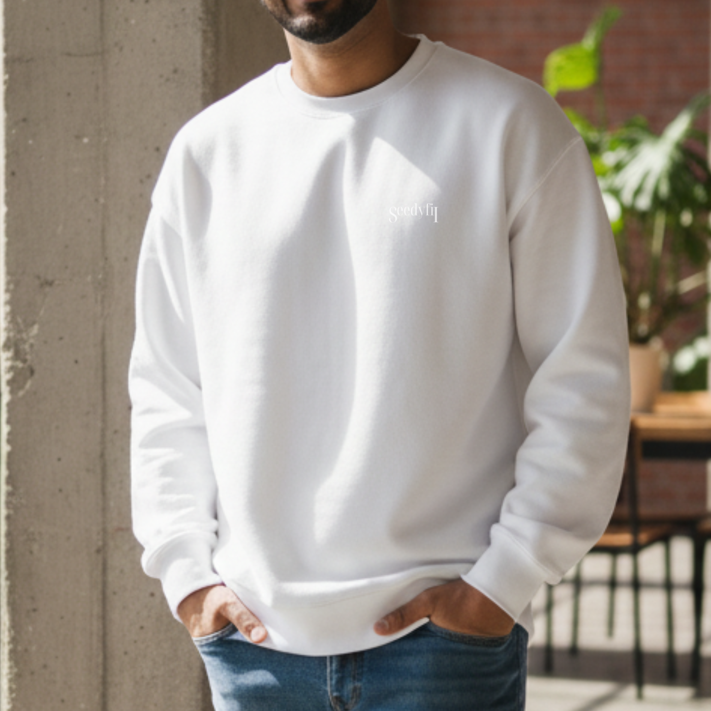 Seedyfii Men's Oversized Sweatshirt White