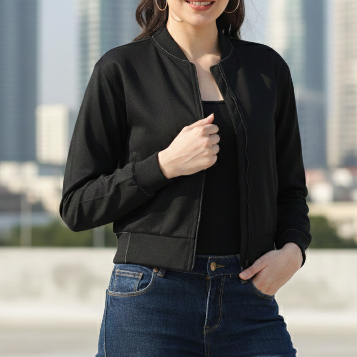 Seedyfii Women's Bomber Jacket Black