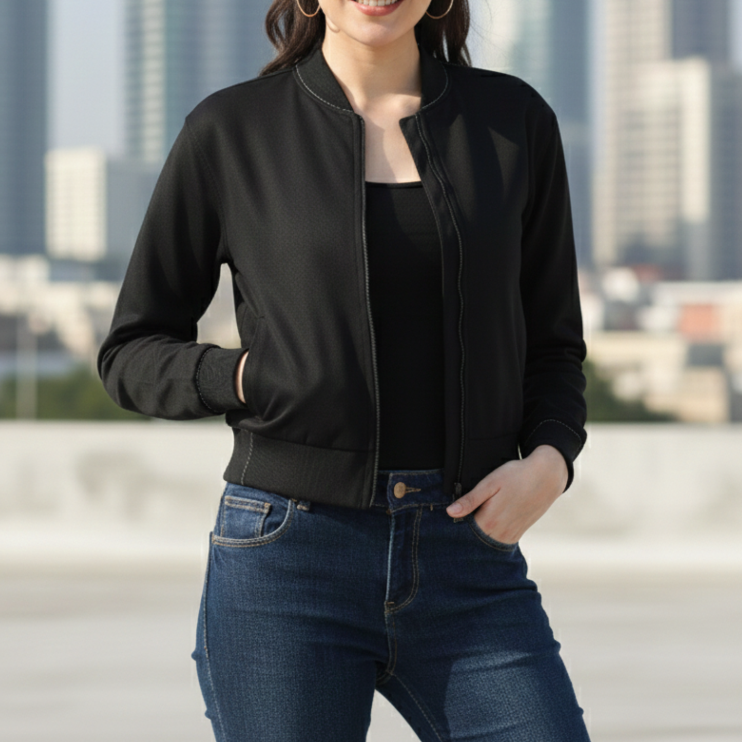 Seedyfii Women's Bomber Jacket Black