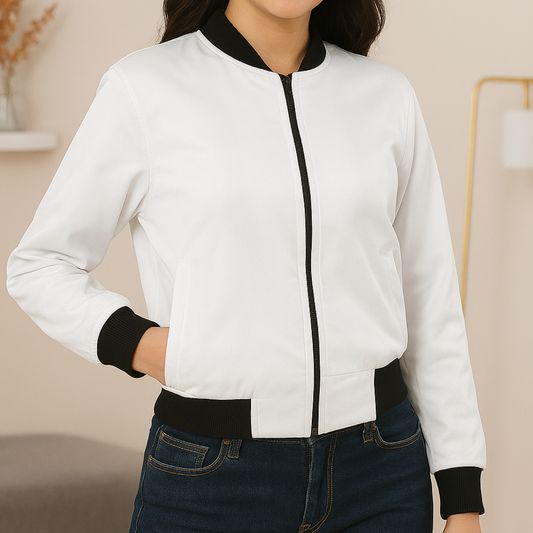 Seedyfii Women's Bomber Jacket White