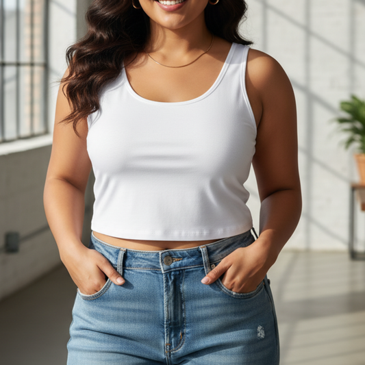 Seedyfii Women's Crop Tank White