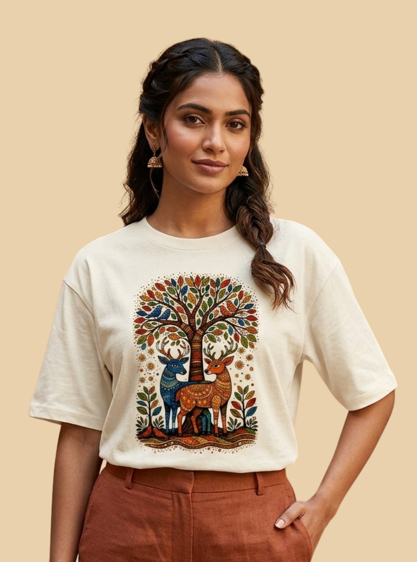 Indian Mural Style Unisex Oversized Classic T-Shirt