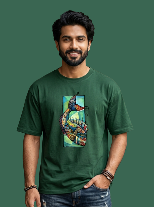Motif Fish Unisex Oversized Classic T-Shirt