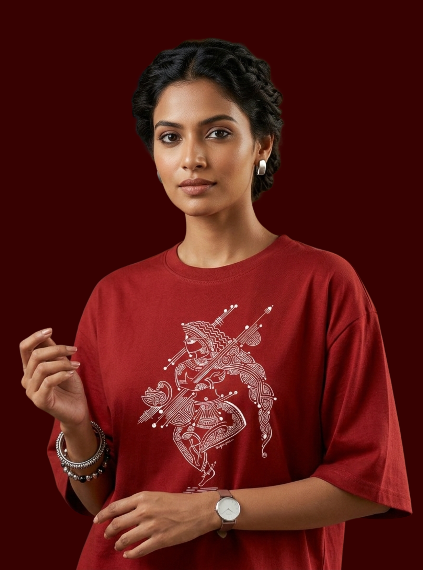 Motif Indian Sketch Unisex Oversized Classic T-Shirt