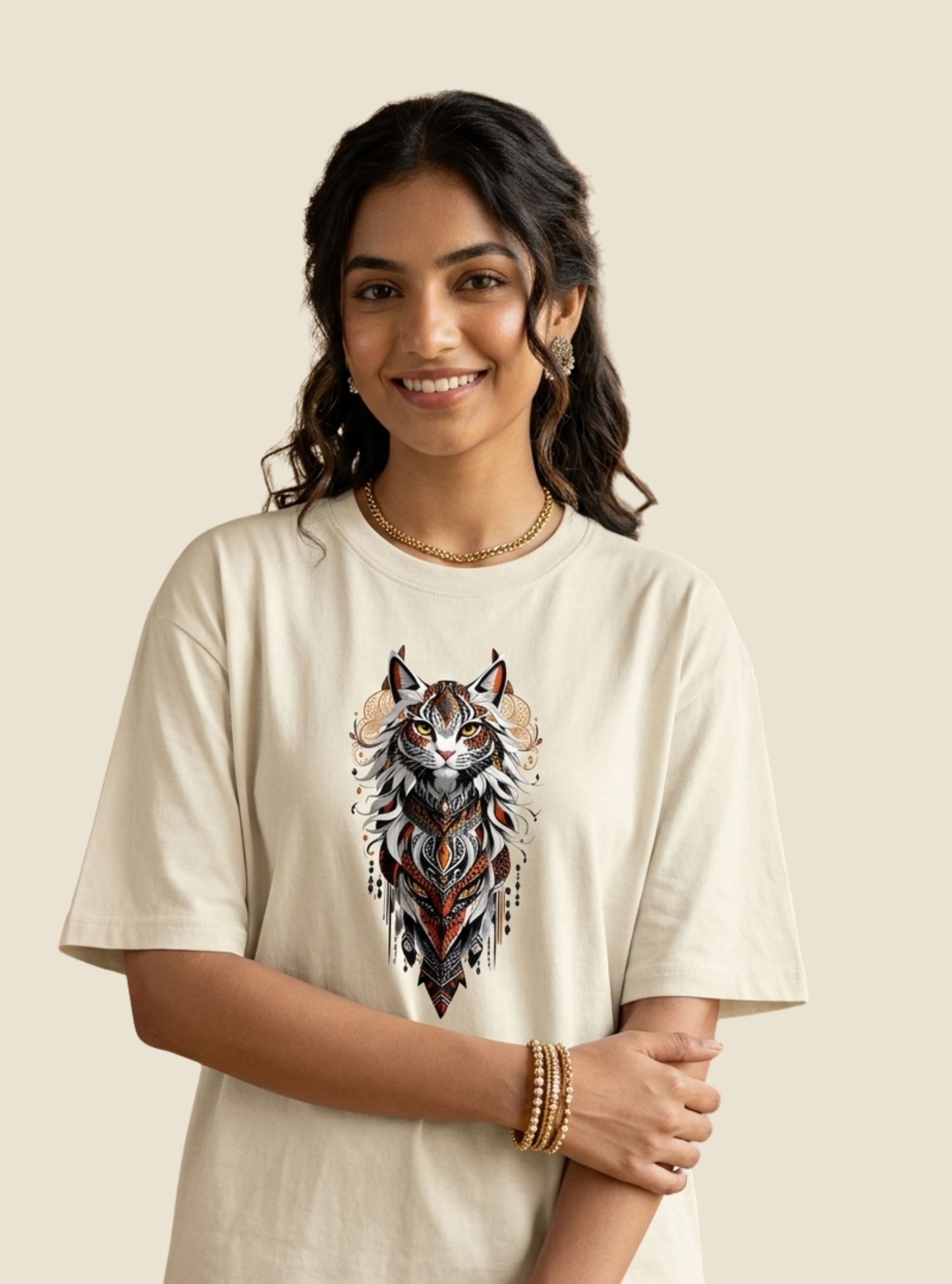 Motif Cat Anime Unisex Oversized Classic T-Shirt