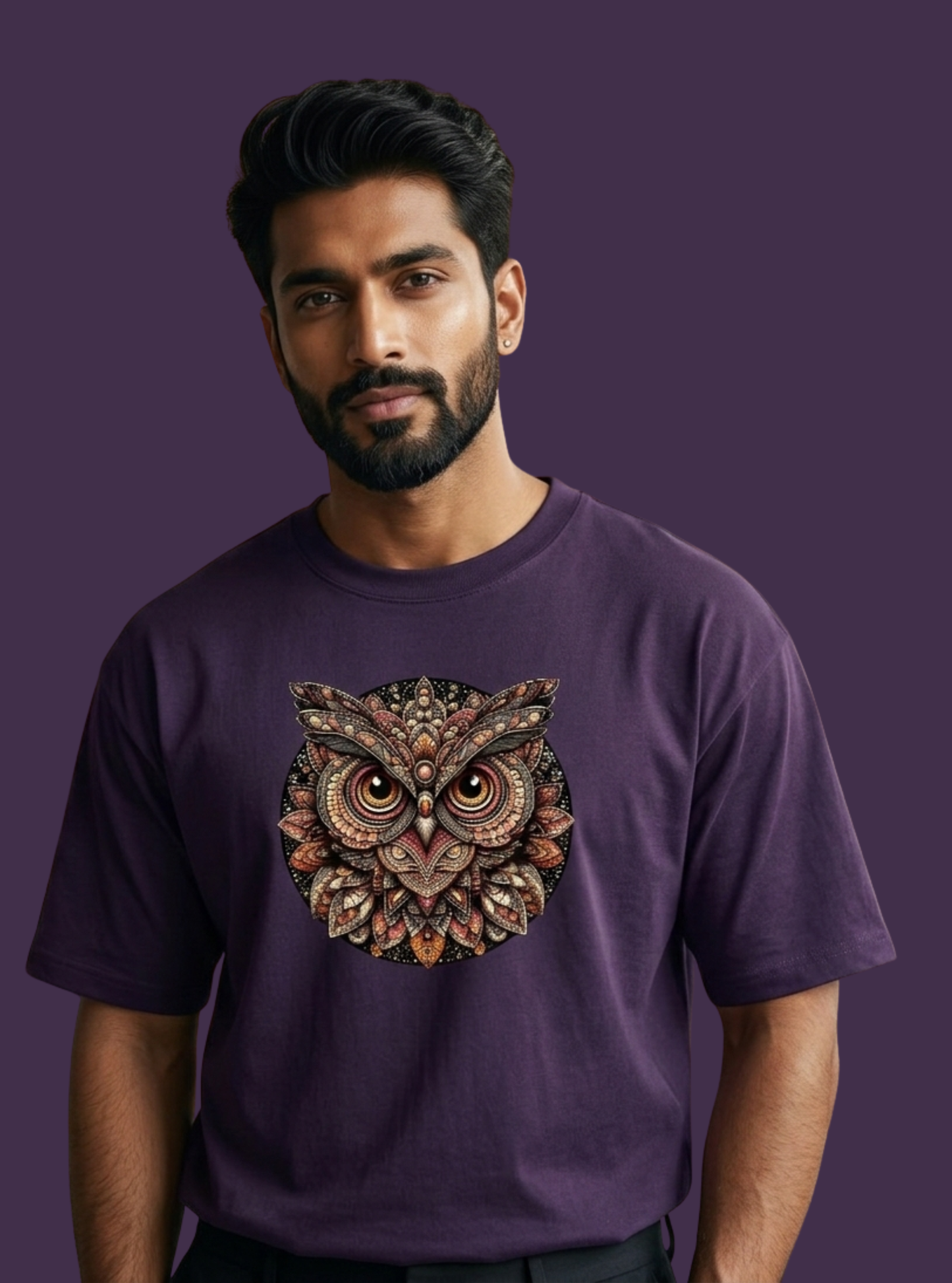 Motif Owl View Unisex Oversized Classic T-Shirt